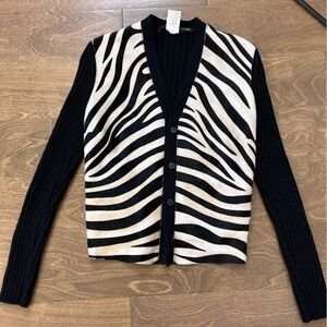 Maurizio Pecoraro Vintage Zebra Paint Wool and Calf Skin Cardigan